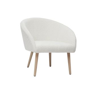 Miliboo Sill&oacute;n Blanco Efecto Borreguillo Con Patas De Madera Clara Olivia