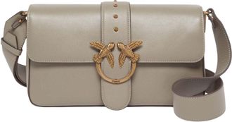 Pinko Love One Classic Slouchy FL Walnut Shoulder Bag - Antique Gold Taupe