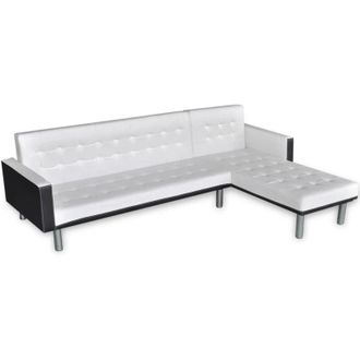 vidaXL Divano Letto a L in Ecopelle Divano Design Moderno vari colori colore : Bianco nero