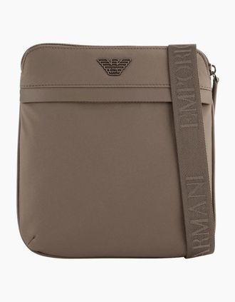 Emporio Armani Mens Nylon Eagle Logo Brown Shoulder Bag - Size: ONE size
