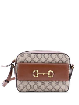 Gucci Horsebit 1955 Flap Pocket Camera Bag GG Coated Canvas and Leather Small crossbody bag - Marrone