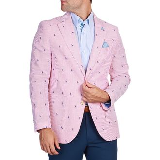 Tailorbyrd Pinstripe Seersucker Sport Coat in Red at Nordstrom Rack, Size 38R