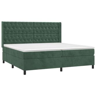 vidaXL Vidaxl - Cama Box Spring Colch&oacute;n Y Led Terciopelo Verde Oscuro 200x200cm