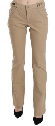 Roberto Cavalli Just Cavalli Beige Katoenen Midden Taille Rechte Broek