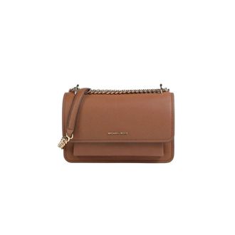 Michael Kors Tassen, Dames, Bruin, ONE Size, Leer, Claire Grote Schoudertas van Korrelig Leer met Verstelbare Riem