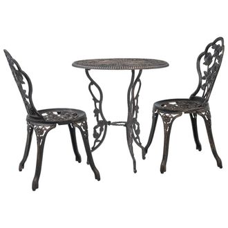 Berkfield Home 3 Piece Bistro Set Cast Aluminium in Brown
