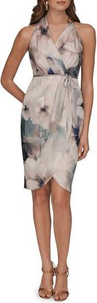 DKNY Floral Sleeveless Faux-Wrap Dress in Laurel Mul at Nordstrom, Size 10