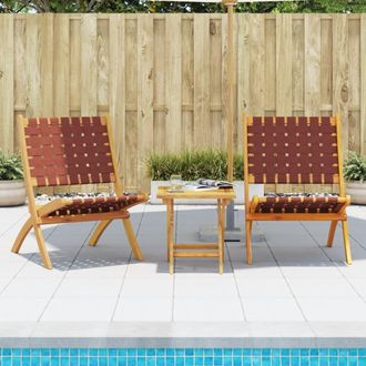 vidaXL Sillas De Jard&iacute;n Plegables 2 Uds Madera De Acacia Y Tela Roja Vidaxl