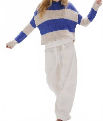 Free People Opal Rollneck Knit Stripe Sweater In Blue