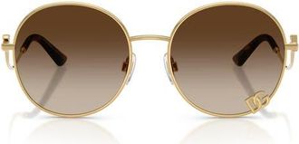 Dolce & Gabbana 56mm Gradient Round Sunglasses in Gold /Gradient Brown at Nordstrom