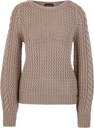 Marc Cain Pullover gebreid in Duitsland - Dames - Ronde hals truien - Beige - XL - Wol - Truien & Vesten