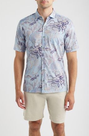 Tori Richard Octopuss Notched Collar Cotton Lawn Shirt in Chambray at Nordstrom, Size X-Large