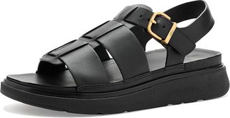 FitFlop Gen-FF Leather Fisherman Sandals Womens Wedge Shoes All Black : 11 M (B)