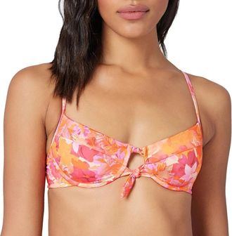 L*Space L*Space Into The Top Womens Pink Tropics Rose Knotted Swimwear JZZ305