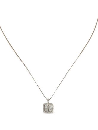 Luxury Bazaar platinum diamond square-pendant necklace - Silver