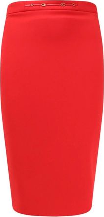 Elisabetta Franchi Longuette Rok - Dames - Kokerrokken - Rood - L - Polyester - Rokken
