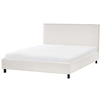 Beliani Marco De Cama Tapizado En Tela Beige Con Patas De Madera 160 X 200 Cm Listones Cabecero Minimalista Estilo Escandinavo Sennez