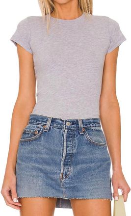 La Made Basic Classic Crew Neck Tee In Heather Grey