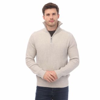 Belstaff Mens Cotton Wool Rib Stanley Quarter Zip Jumper in White - Size X-Small