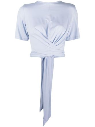 BA&SH Yay short-sleeve tied T-shirt - Blue
