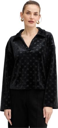 Karl Lagerfeld Gebreide Blouse met Patroon - Dames - Blouses - Zwart - L - Leer - Overhemden