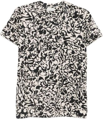 Dries Van Noten Black Beige Patterned Crew Neck T-Shirt