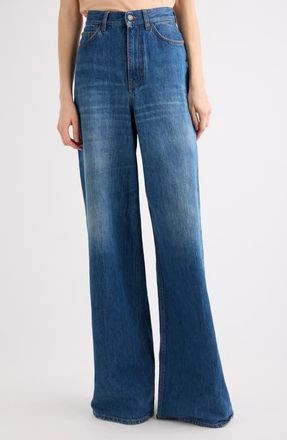 Chlo&eacute; Organic Cotton Flare Leg Jeans in Night Blue at Nordstrom, Size 27