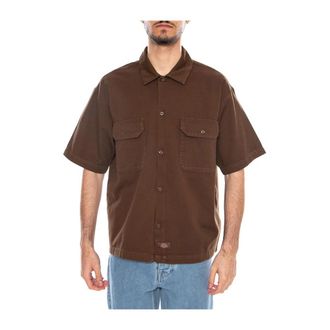 Dickies 247 GD Work Shirt SS - Heren - Korte mouwen Overhemden - Bruin - L - Katoen - Overhemden