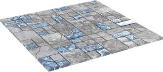 vidaXL Azulejo Mosaico 11 Uds. 50 X 50 Cm Gris Y Azul Cristal Vidaxl