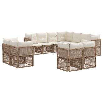 vidaXL Conjunto De Sof&aacute;s De Jard&iacute;n 11 Pcs Beige Rat&aacute;n Sint&eacute;tico Vidaxl