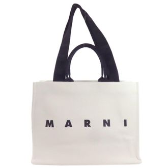 Marni Black White Canvas Tote Bag (Pre-Owned)