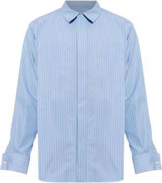 sacai Shirt met Decoratief Paneel - Heren - Zakelijke Overhemden - Blauw - L - Katoen - Overhemden