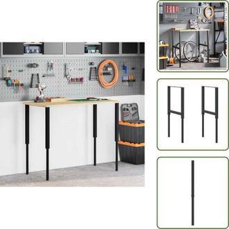 vidaXL The Living Store Telai per Banco da Lavoro 2 pz in Metallo 55x(69-95,5) cm Neri - Banco da lavoro in metallo