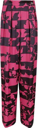 Dries Van Noten Fluid Wide-Leg Trousers with Abstract Floral Overlay