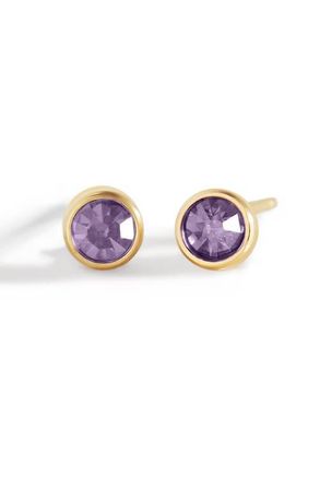 Mint & Lily Birthstone Bezel Studs in Gold-Tone /June Alexandrite at Nordstrom
