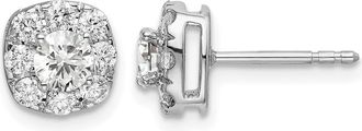 Diamond2Deal 14k Gold 1 ct Lab Grown Diamond Cushion Halo Stud Earrings VS Clarity, G-H Color