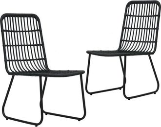 vidaXL Sillas De Jard&iacute;n 2 Unidades Rat&aacute;n Sint&eacute;tico Negro Vidaxl