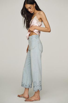 Maeve Colette Eyelet Crop Wide-Leg Jeans by Maeve