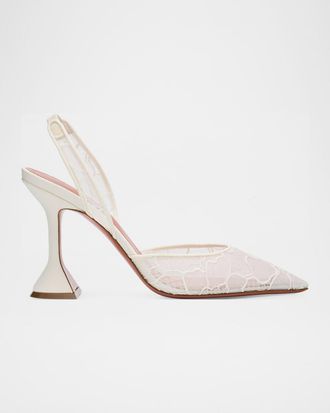 Amina Muaddi Holli Lace Slingback Pumps