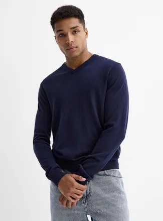 Le 31 Mens Responsible merino V-neck sweater