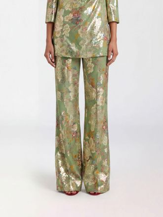 Valentino Pantaloni dritti in misto seta con stampa floreale