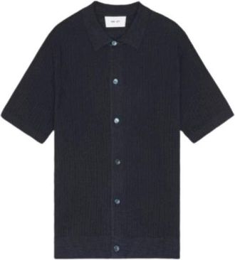 Nn.07 Kortemouw knooptrui polo - Heren - Korte mouwen Overhemden - Blauw - S - Katoen - Overhemden