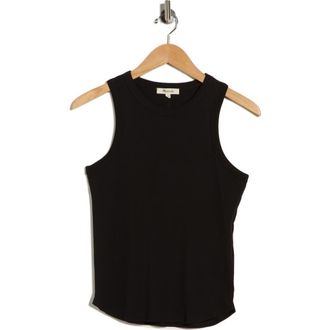 Madewell Ribbed Stretch Cotton Cutaway Tank in Jet Black at Nordstrom Rack, Size Medium