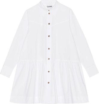 Ganni pointed-collar organic cotton shirtdress - women - Organic Cotton - 38 - White
