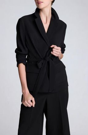 Kenneth Cole Vision Belted Stretch Twill Jacket in Black at Nordstrom, Size X-Small