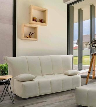 Dmora Sofa Cama Dabam, Sof&aacute; De 3 Plazas, 100% Made In Italy, Sof&aacute; De Sal&oacute;n Con Apertura Trolley, En Tela Acolchada, Con Almohadas Incluidas, Cm 165x90h85, B