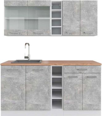 Vicco Cocina Vers&aacute;til R-line, Hormig&oacute;n/blanco, 160 Cm, Et Roble