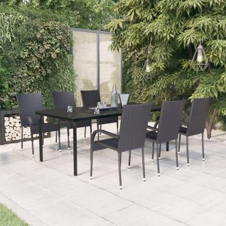 vidaXL Juego De Comedor Para Jard&iacute;n 7 Piezas Negro Vidaxl