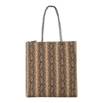 Manila Grace Bolso Tote con Estampado de Pit&oacute;n y Cadena - Bags - Mujer - Marr&oacute;n - ONE SIZE