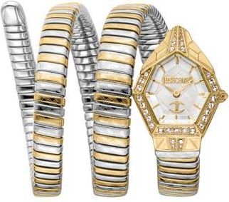 Just Cavalli Snake Bracelet Watch, 23mm x 32mm in Silver/Gold/White at Nordstrom Rack